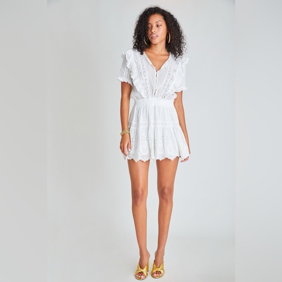 LoveShackFancy White Ruffled Tiered Mini Dress - Picture 11 of 11